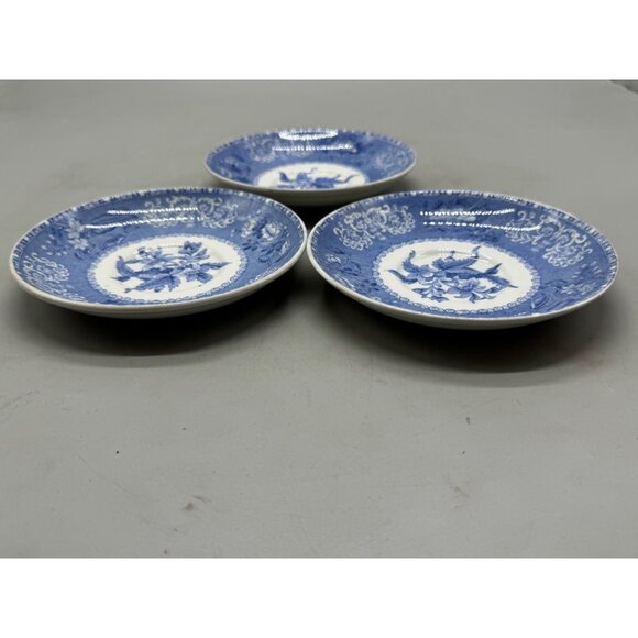 Set Of 3 Spodes Camilla England Blue & White Floral Saucer Plates - Vintage Porc - Picture 2 of 11